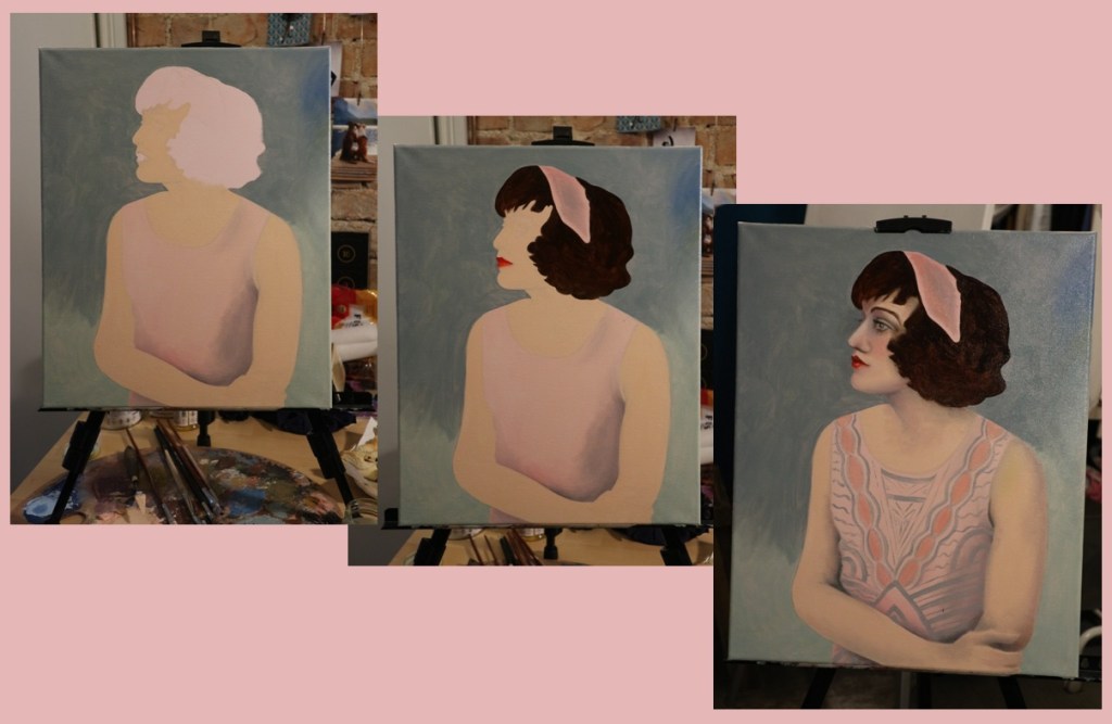 Work in progress -images of the painting "Waiting"